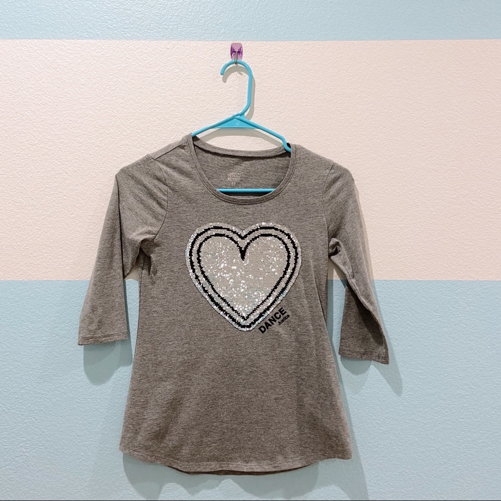 Justice Flip Sequin Heart 3/4 Sleeve